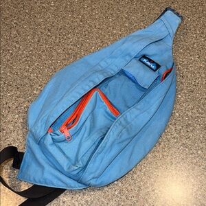 Kavu Light Blue Backpack Slingbag with Orange Accents